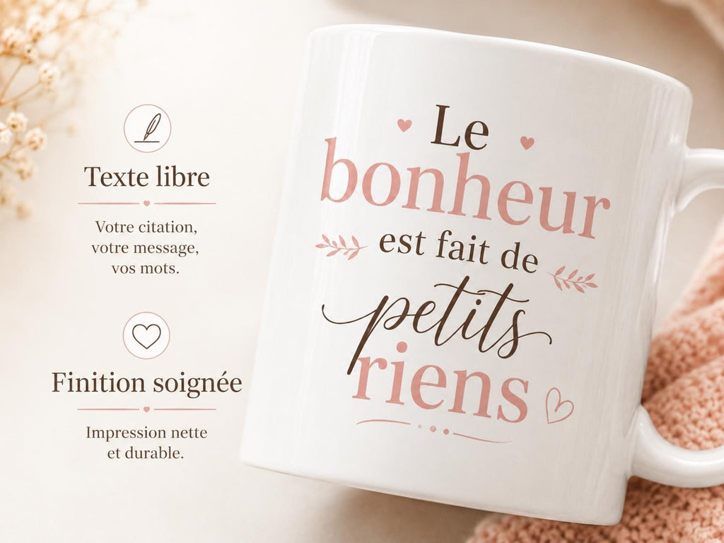 Mug Citation Personnalisée – Tasse Texte Libre avec Message Personnalisé