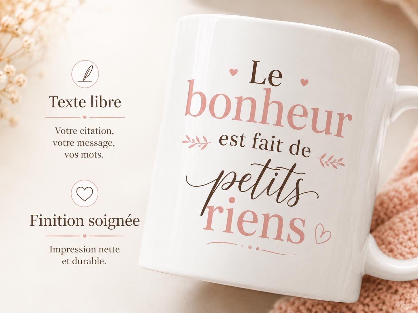 Mug Citation Personnalisée – Tasse Texte Libre avec Message Personnalisé