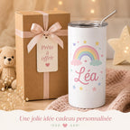 Gourde personnalisée enfant avec prénom, isotherme 591 ml et paille