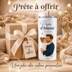 Gourde Papa Personnalisée avec Photo, Prénom et Texte, Cadeau Fête des Pères, Gourde Isotherme 591 ml avec Paille