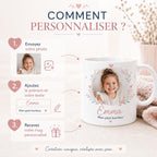Mug personnalisé photo enfant, prénom et texte – Tasse cadeau famille, maman, papa, mamie ou papi