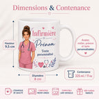 Mug infirmière personnalisé avec avatar et prénom – Cadeau soignante, collègue ou diplômée