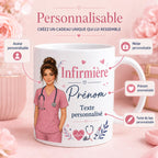 Mug infirmière personnalisé avec avatar et prénom – Cadeau soignante, collègue ou diplômée