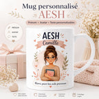 Mug AESH personnalisé avec avatar et prénom – Cadeau accompagnant scolaire