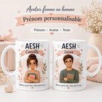 Mug AESH personnalisé avec avatar et prénom – Cadeau accompagnant scolaire