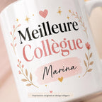 Mug meilleure collègue personnalisé avec prénom – Cadeau collègue en or, départ ou anniversaire