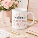 Mug meilleure collègue personnalisé avec prénom – Cadeau collègue en or, départ ou anniversaire