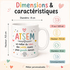 Mug ATSEM personnalisé avec avatar et prénom – Cadeau fin d’année école maternelle