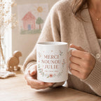 Mug nounou personnalisé fin de contrat, cadeau merci nounou, tasse prénom enfant, souvenir assistante maternelle