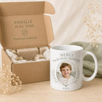 Mug nounou personnalisé avec photo enfant, tasse merci nounou, cadeau assistante maternelle avec prénom et message