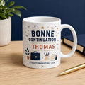 Mug départ collègue personnalisé, cadeau collègue humour ou merci, tasse prénom pour pot de départ et changement de travail