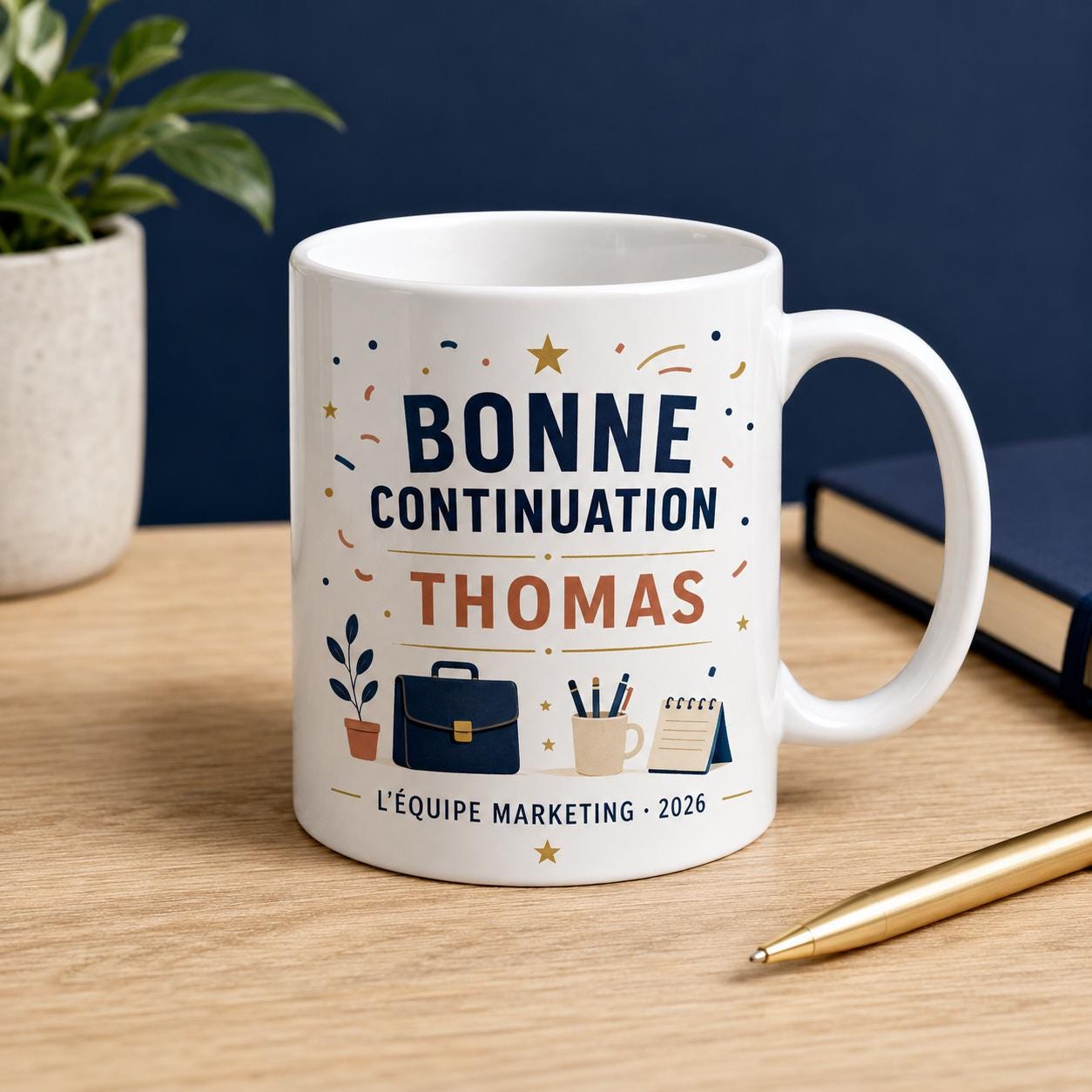 Mug départ collègue personnalisé, cadeau collègue humour ou merci, tasse prénom pour pot de départ et changement de travail