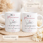 Mug marraine personnalisé avec prénom – Cadeau marraine original – Tasse céramique 325 ml – Baptême ou anniversaire