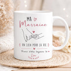 Mug marraine personnalisé avec prénom – Cadeau marraine original – Tasse céramique 325 ml – Baptême ou anniversaire