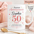 Mug anniversaire personnalisé âge 30 40 50 60 70 80 90 ans, tasse avec prénom, cadeau anniversaire original