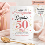 Mug anniversaire personnalisé âge 30 40 50 60 70 80 90 ans, tasse avec prénom, cadeau anniversaire original