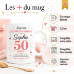 Mug anniversaire personnalisé âge 30 40 50 60 70 80 90 ans, tasse avec prénom, cadeau anniversaire original