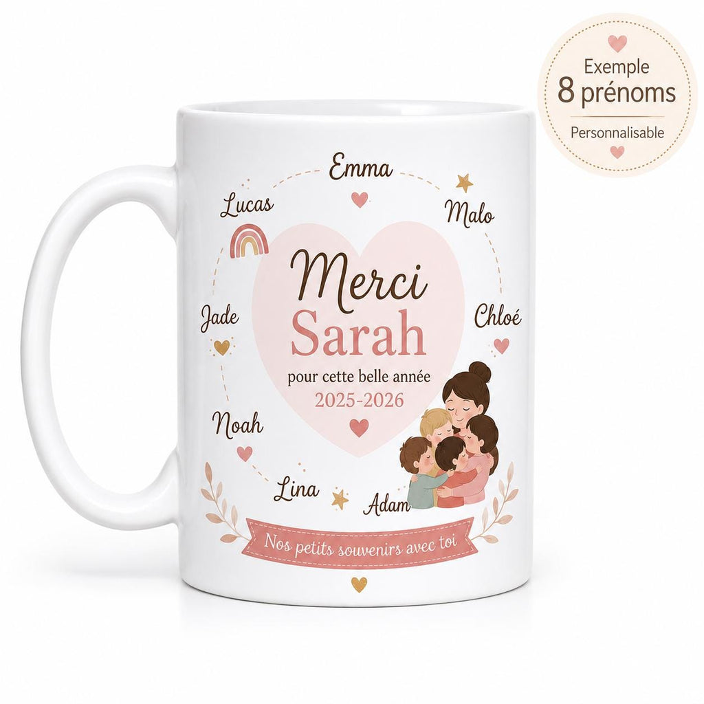 Mug assistante maternelle personnalisé – Cadeau avec prénoms des enfants