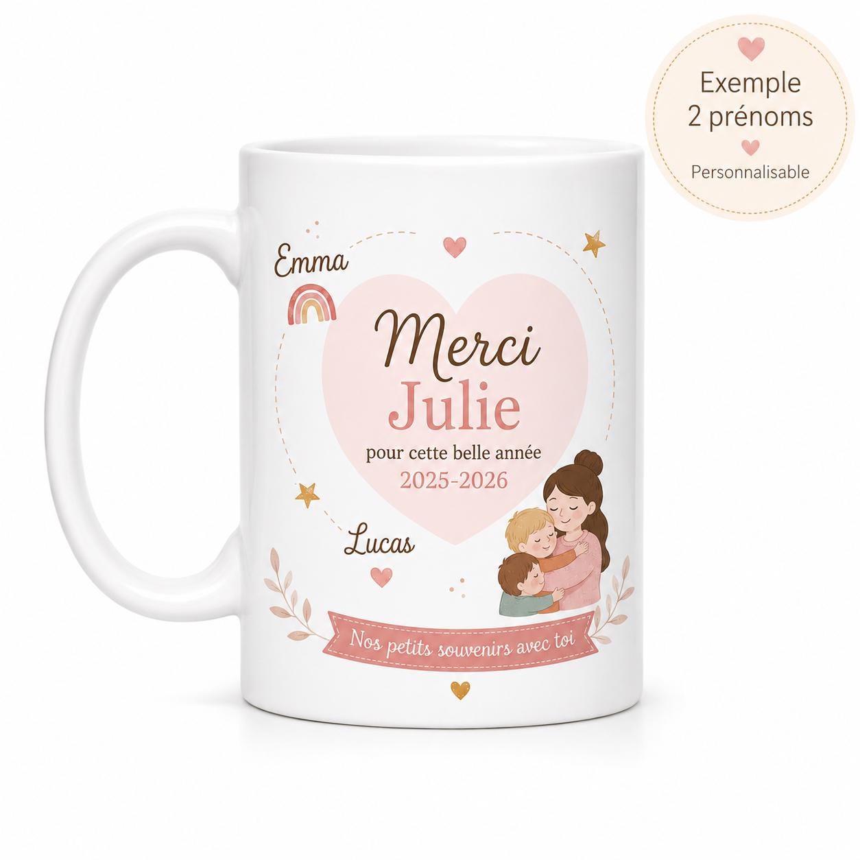 Mug assistante maternelle personnalisé – Cadeau avec prénoms des enfants