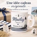 Mug Bretagne personnalisé avec prénom – Cadeau Breton ou Bretonne