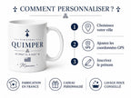 Mug Bretagne personnalisé avec ville – Coordonnées GPS et prénom