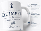 Mug Bretagne personnalisé avec ville – Coordonnées GPS et prénom