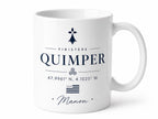 Mug Bretagne personnalisé avec ville – Coordonnées GPS et prénom