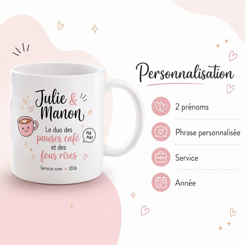 Mug collègue fous rires personnalisé – Cadeau drôle de bureau