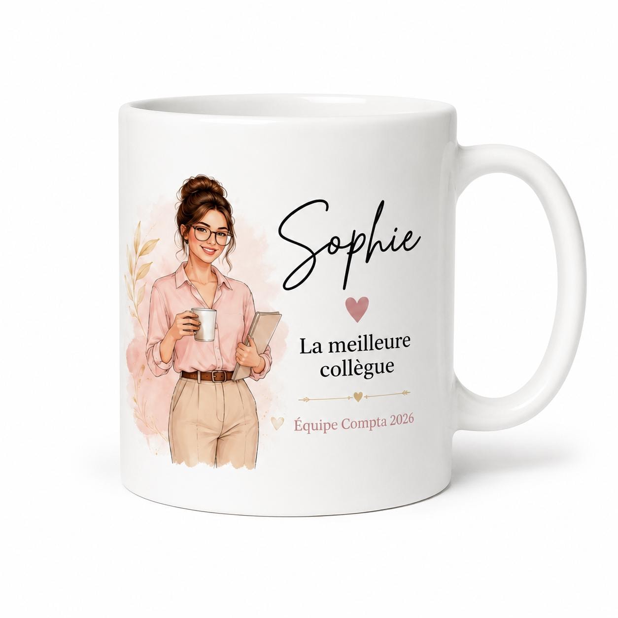 Mug collègue personnalisé avec prénom – Cadeau bureau femme