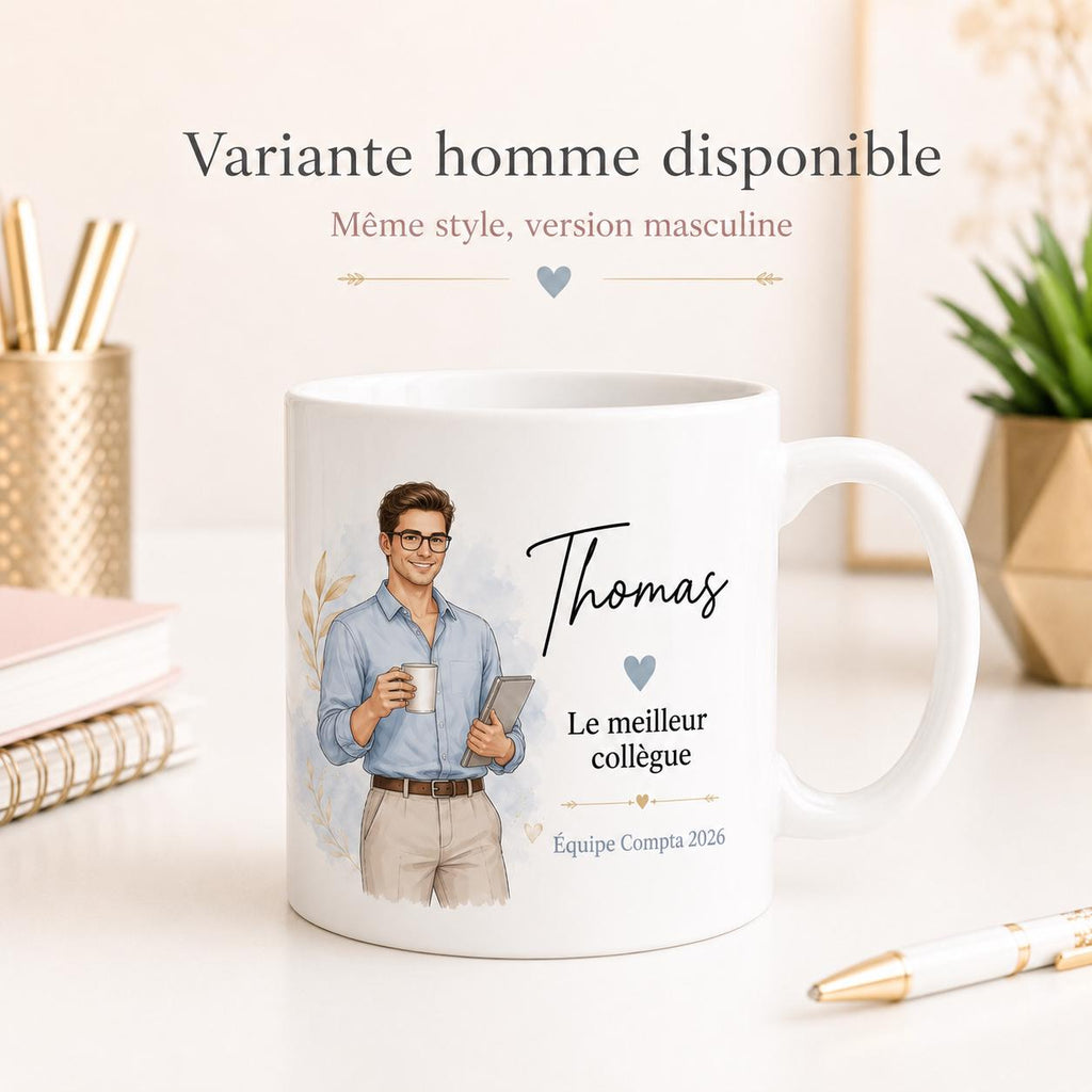 Mug collègue personnalisé avec prénom – Cadeau bureau femme