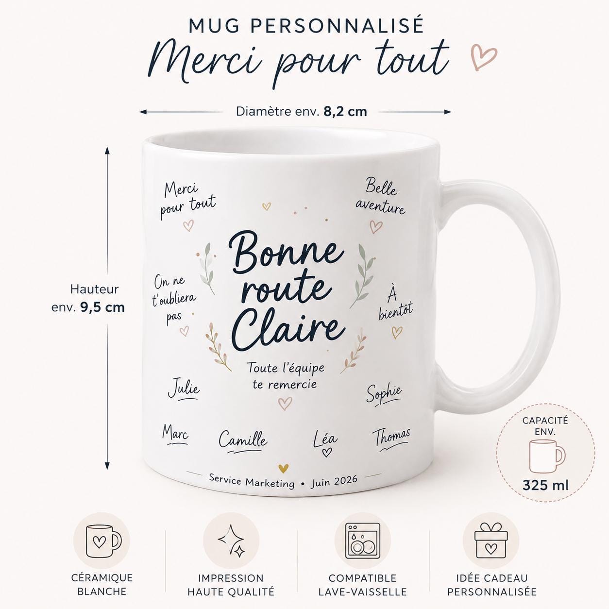 Mug départ collègue personnalisé – Messages et signatures de l’équipe