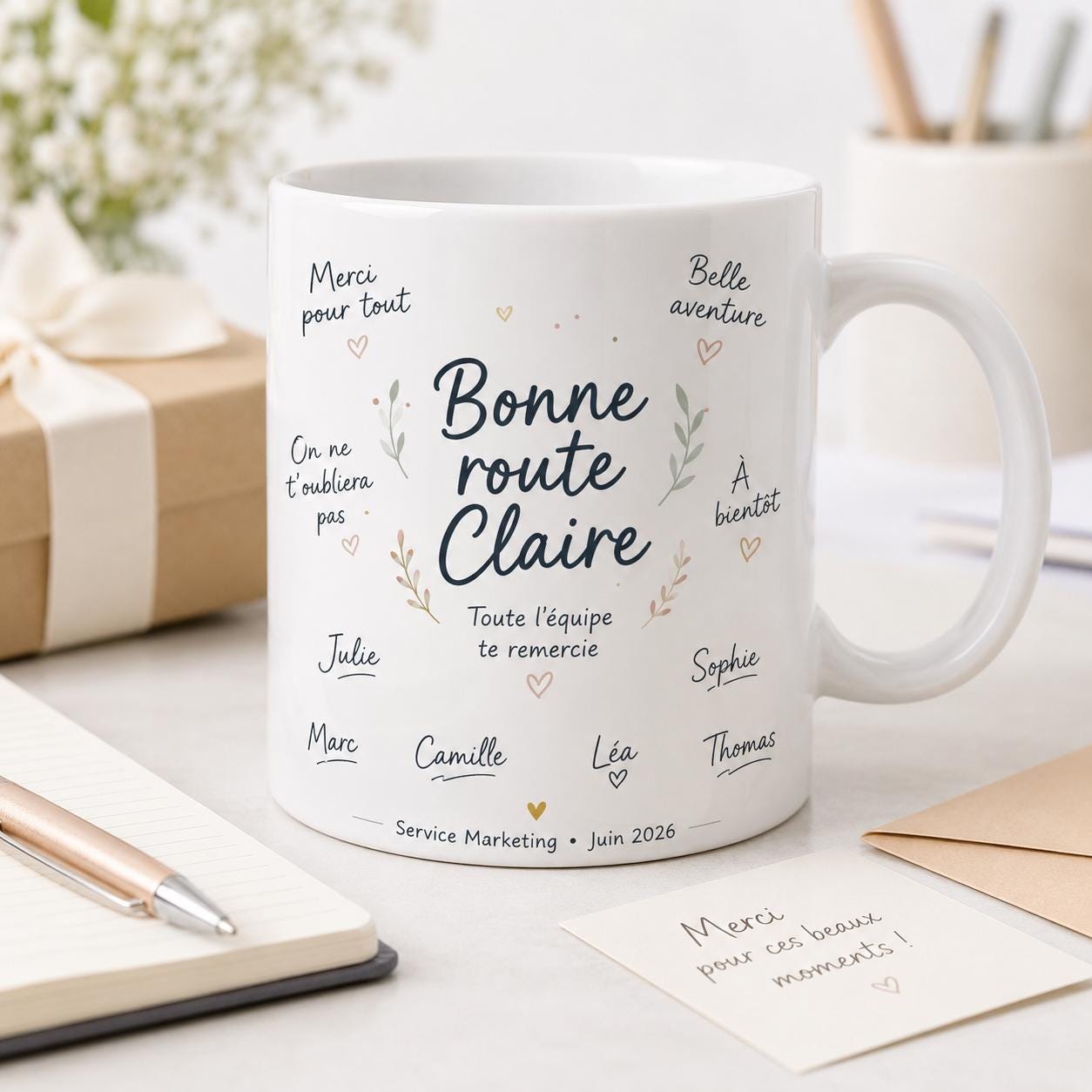 Mug départ collègue personnalisé – Messages et signatures de l’équipe