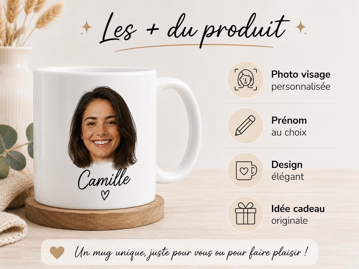 tasse personnalisée photo tête