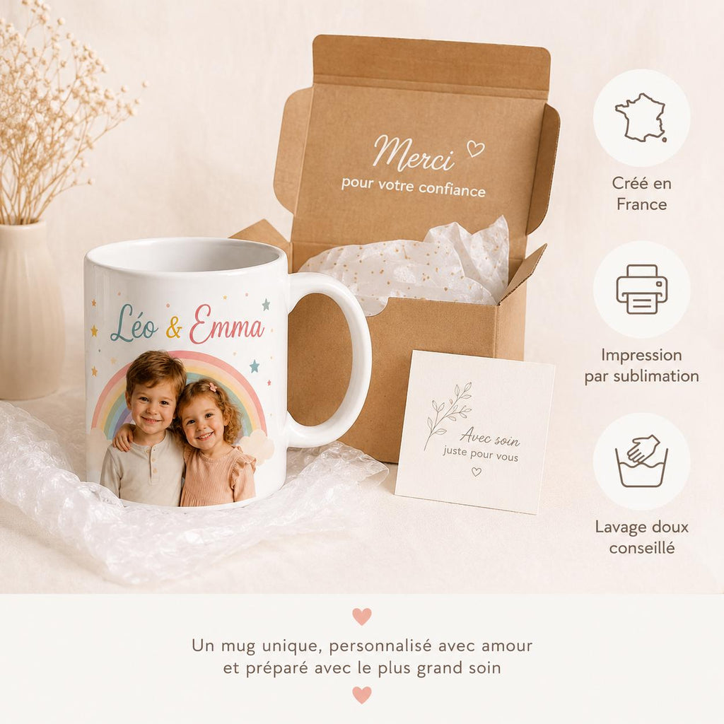Mug personnalisé enfants avec photo et prénom(s), tasse enfant personnalisée, cadeau enfant