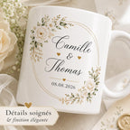 Mug personnalisé mariage avec deux prénoms et date, tasse couple en céramique, cadeau mariage, souvenir romantique
