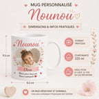 Mug nounou personnalisé avec photo et prénom – Tasse en céramique 325 ml