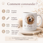 Mug souvenir animal personnalisé avec photo, hommage chien ou chat décédé, tasse mémorial prénom et dates