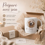 Mug souvenir animal personnalisé avec photo, hommage chien ou chat décédé, tasse mémorial prénom et dates