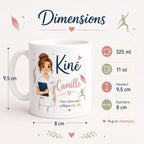 Mug kiné personnalisé avec avatar et prénom – Cadeau kinésithérapeute, collègue ou diplômé