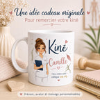 Mug kiné personnalisé avec avatar et prénom – Cadeau kinésithérapeute, collègue ou diplômé
