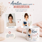 Mug kiné personnalisé avec avatar et prénom – Cadeau kinésithérapeute, collègue ou diplômé