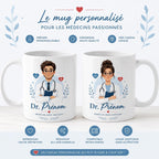 Mug médecin personnalisé avec avatar et prénom – Cadeau docteur, collègue ou diplômé