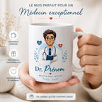 Mug médecin personnalisé avec avatar et prénom – Cadeau docteur, collègue ou diplômé