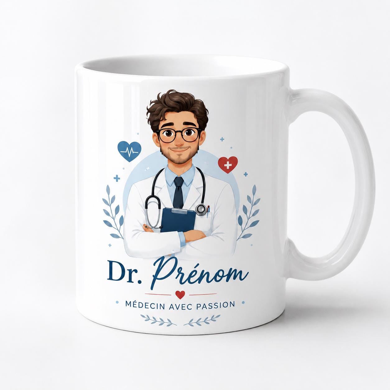 Mug médecin personnalisé avec avatar et prénom – Cadeau docteur, collègue ou diplômé