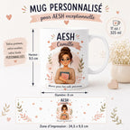 Mug AESH personnalisé avec avatar et prénom – Cadeau accompagnant scolaire