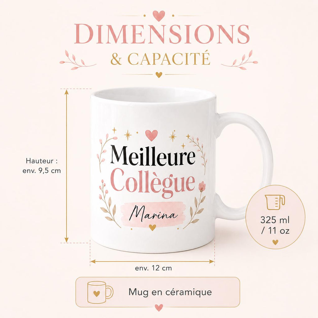 Mug meilleure collègue personnalisé avec prénom – Cadeau collègue en or, départ ou anniversaire