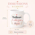 Mug meilleure collègue personnalisé avec prénom – Cadeau collègue en or, départ ou anniversaire