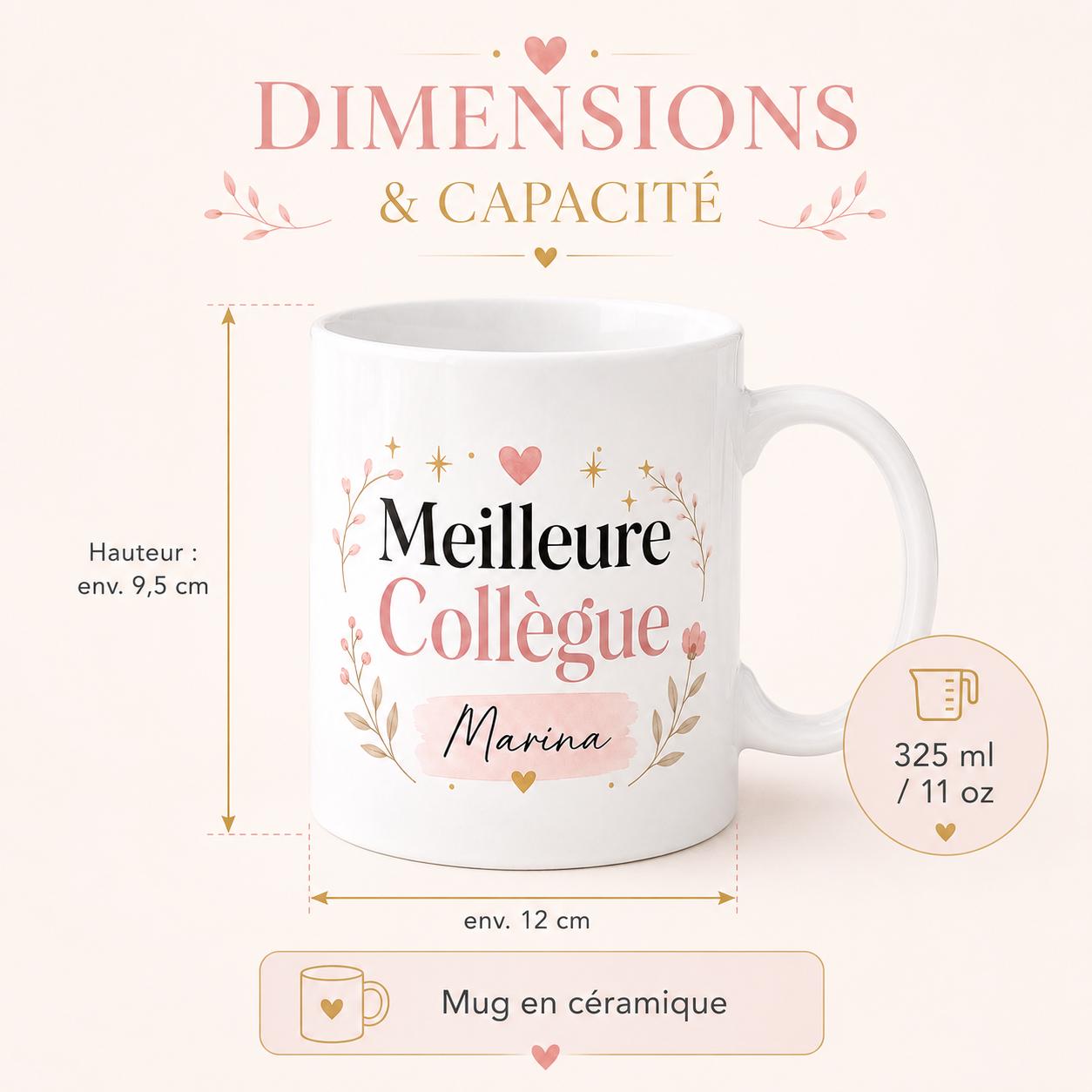 Mug meilleure collègue personnalisé avec prénom – Cadeau collègue en or, départ ou anniversaire
