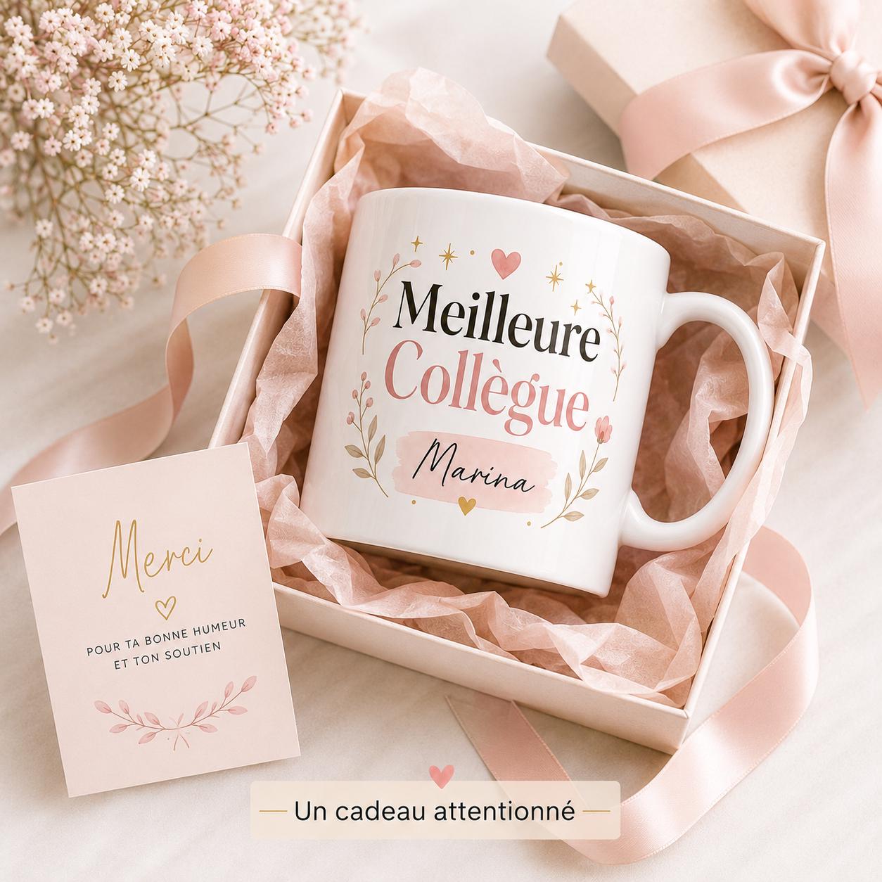 Mug meilleure collègue personnalisé avec prénom – Cadeau collègue en or, départ ou anniversaire
