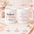Mug meilleure collègue personnalisé avec prénom – Cadeau collègue en or, départ ou anniversaire